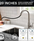 High Arc Brushed Nickel Kitchen Faucet With Pull Down Sprayer, Single Handle Tulip Design, 3 Way Spray Settings Stream Spray Pause