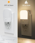 Two Pack Plug In Night Light With Dusk To Dawn Sensor Auto On Off 3000K Soft Warm Glow 30 And 60LM Adjustable Brightness demo