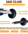 70 Pack Rubber Grommet Kit With 7 Sizes For Wiring Automotive And Home Improvement cutting hole with knife and wire passing through
