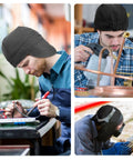 Men wearing 2 Pack Welding Caps For Men Washable Flame Resistant Cotton Welder Hats With Low Crown Elastic Fit in black and gray