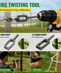 Super Heavy Duty Electric Drill Wire Twister Attachment For Fencing And Rebar Tying with arch and square shapes for different wire sizes.