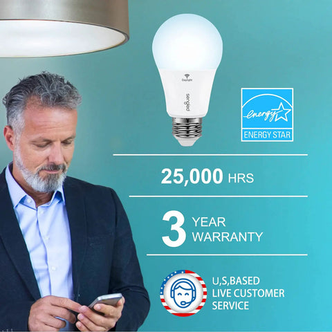 No Hub Smart Light Bulb For Google Home Control, WiFi LED A19 Bulb With 800 Lumens and 60W Equivalence, Energy Star rating