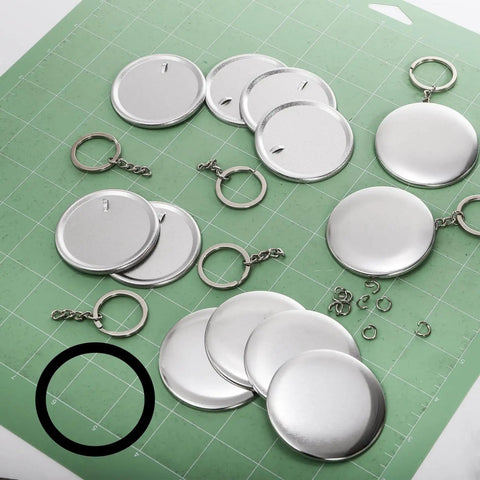 Epic 100 Pack Button Maker Kit For DIY Badges 2.25 Inch Metal Shells Back Covers Transparent Films Keychains And Ring Bundle