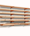 Wood Organizer And Lumber Storage Metal Rack With Six Level Wall Mount For Indoor And Outdoor Use, installed with lumber
