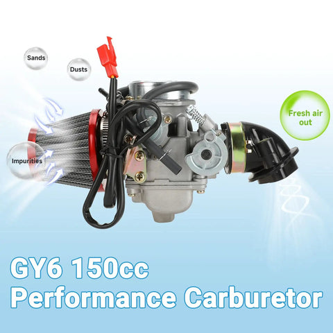 GY6 150Cc PD24J Carburetor Kit With Ignition Coil Starter Solenoid CDI, air filter focus, for scooters and ATVs