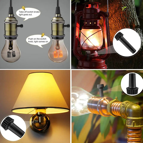 4 Pack Universal Lamp Switch Knob Replacements for Desk Lamps showing easy installation and compatibility features.