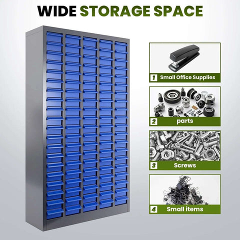 Massive 100 Drawer Grey ABS Parts Cabinet Built Tough With Adjustable Drawers For Electronics Small Parts And Hardware Heavy Duty Industrial Storage Locker