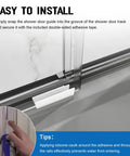 Heavy Duty Sliding Shower Door Bottom Guide Track Smooth Gliding Plastic Runner For Top Hung Bathroom Frames 5 8 Channel Replacement 2 Pack installation detail with adhesive tape