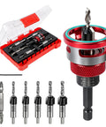 Pro Grade Countersink Drill Bit Set With Adjustable Depth Stop Aluminum Collar 5 Four Flute HSS M2 Tapered Bits Kit