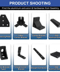 Image showing various aluminum extrusion connectors like connecting plates, corner brackets, and extrusion profiles.