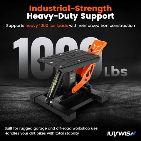 Adjustable Dirt Bike Stand And Motorcycle Lift Jack 1000 Lb Capacity Hydraulic Lift With Pedal Heavy Duty Built Tough