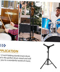 Rock Solid Foldable Drum Stand With Hella Sturdy Alloy Frame shown setup for drumming sessions and live performances.