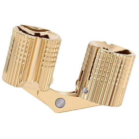 Close-up of Polished Brass Hidden Cabinet Hinges 10 Pack M10x22mm 180 Degree Concealed Cylindrical Hinges for jewelry box use