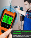 Person using a Smart 5 In 1 Stud Finder And Wall Scanner With Battery, Upgraded Multi Function Sensor for safe drilling.