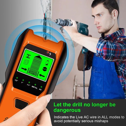 Pro Grade 5 In 1 Wall Scanner Stud Finder With Glowing Hd Display And Crisp Audio Tone For Zero Headache Metal Stud Pipe Ac Wire Spotting Behind Drywall In Bright Tropical Orange