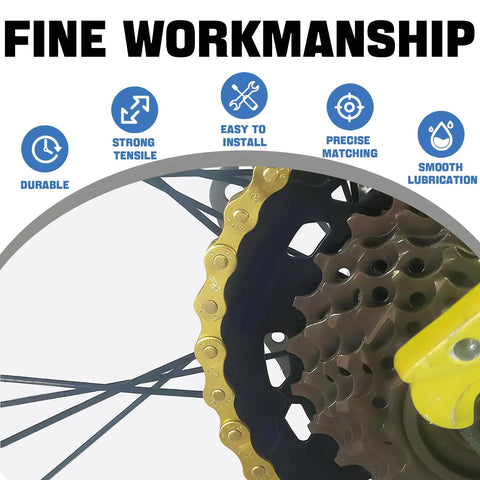 Gold 6 To 12 Speed Bike Chain For Road And Mountain Bikes High Strength Forged Steel Anti Rust And Wear Resistant Ultra Smooth Shifting