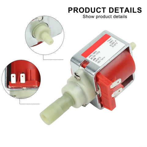 Dope Espresso Machine Solenoid Valve Water Transfer Unit For 110V Coffee Makers, 700 CC Per Min Flow, Hot Water Dispenser Accessory, Durable Metal Housing, Heat Ready Design, Fits Most Home Espresso Systems close-up of metal valve with hose fittings and terminals