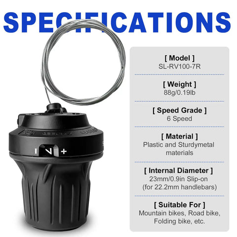 7 Speed Bike Shifter Twist Grip Lever Thumb Gear Shifter For Mountain Bikes And Folding Bikes, with specifications