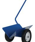 Workhorse V Groove Pipe Mover With Heavy Duty Pneumatic Wheels Built Tough For Zero Sweat Moving Of Massive Steel Pipes Anywhere On Your Next Big Project, blue design with large tires.