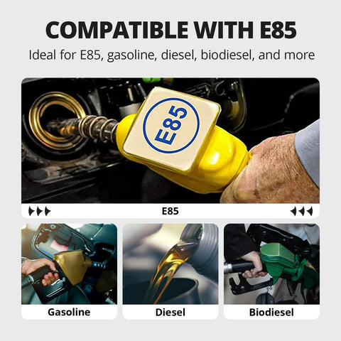 E85 fuel nozzle and compatible fuels for 6AN PTFE Nylon Braided Fuel Line Kit For EFI LS Swaps And Turbo Builds Three Eighth Inch
