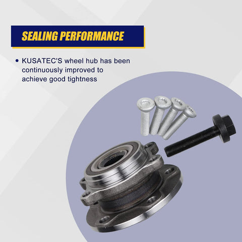 513253-K Front And Rear Wheel Bearing And Hub Assembly 2 Pack For Audi A3 Q3 TT Quattro And VW Jetta Passat Golf GTI Beetle Tiguan CC Eos Rabbit With 5 Lug Bolts And ABS shown with bolts and flange