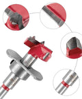 Pro Level 5 Piece Forstner Drill Bit Set Covering 15 To 35mm close-up showing high carbon steel alloy bit with sharp edges.