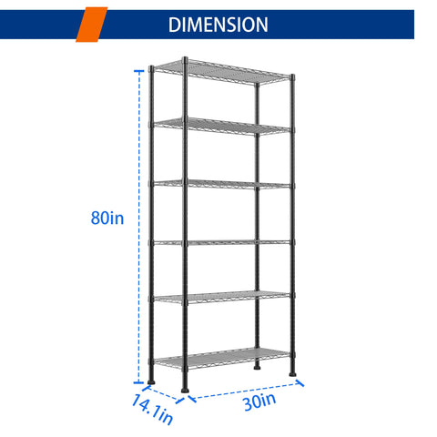 Heavy Duty Wire Storage Rack With Adjustable Shelves Built Like A Tank For Laundry Room Kitchen Pantry Closet Organization Solid Metal Shelf Unit Organize Home Setup Zero Drama In Sleek Black dimensions 80in height 30in width 14.1in depth
