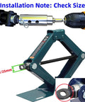 Trailer Jack Drill Adapter for 1 Inch Drive Shaft showing connection to drill and jack shaft, stainless steel, wobble free fit