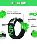 Kinetic Recovery Rope 1 Inch By 30 Foot Green Heavy Duty Snatch Strap With Two Soft Shackles detail of high strength knot