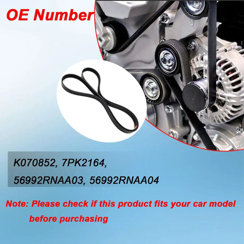 Heavy Duty L4 Engine Serpentine Drive Belt For 2006 2011 Honda Civic 1.8 Liter with V-belt shape and OE numbers displayed.