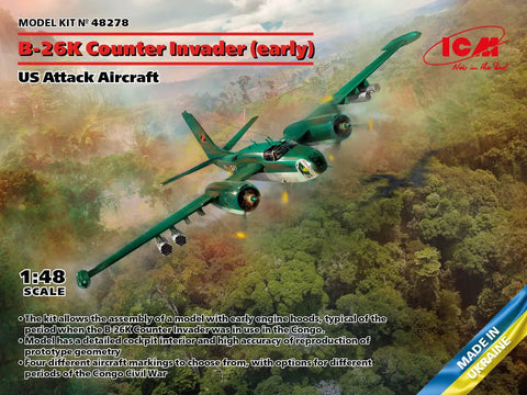 Plastic B26K Counter Invader Model Kit Scale 1 To 48 US Attack Airplane Build Kit With Realistic Decals on box cover art