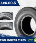 11x6.00-5 Tubeless 4 Ply Lawn Mower Tires With Smooth Tread for Zero Turn Garden Tractors