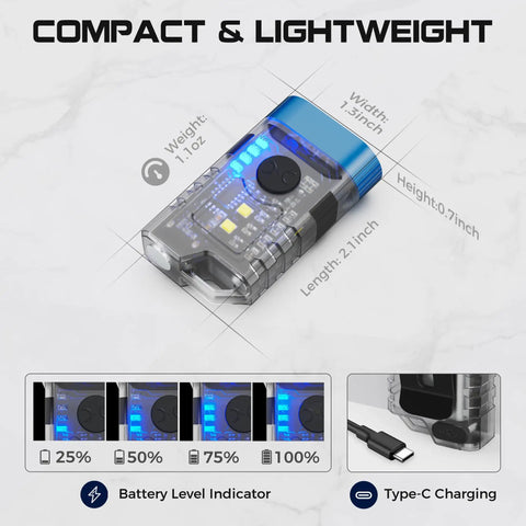 Diagram of Rechargeable EDC Clip Flashlight With USB C Charge, Dual Illumination Angles, 10 Modes, Pocket Sized, Battery Indicator