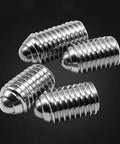 Heavy Duty M3 X 6MM Ball Point Set Screws With Hex Socket Drive 304 Stainless Steel Corrosion Resistant Spring Plungers For No Sweat Setup And Rock Solid DIY Workshop Tools 20 Count displayed from various angles.