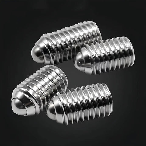 Heavy Duty M3 X 6MM Ball Point Set Screws With Hex Socket Drive 304 Stainless Steel Corrosion Resistant Spring Plungers For No Sweat Setup And Rock Solid DIY Workshop Tools 20 Count displayed from various angles.