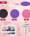 Sanding Paper Disc Set With Metal Nail Drill Bit 80 Pieces 25mm Replacement Discs Grits 80 150 240 sizes shown