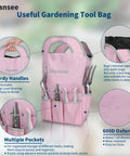Pink 12 Piece Garden Tool Set With Aluminum Hand Tools Non Slip Handles Includes Kneeling Pad Apron Gloves And Organizer Bag