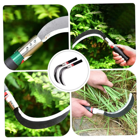 Two Piece Manganese Steel Weeding Sickle With Short Handle Grass Cutter For Gardening Farming Harvesting And Tree Cutting
