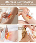 Three In One At Home Body Sculptor With Suction Massage And Red Light Therapy For Arms Thighs And Belly Lymphatic Drainage Massager in use on various body parts