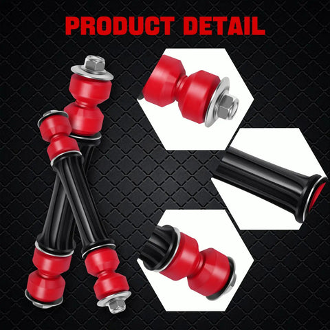 Front Beefed Up Sway Bar End Stabilizer Links With Bushings For Escalade ESV EXT 2007 Through 2013, Avalanche 2007 Through 2013, Silverado 1500, Sierra 1500, Suburban 2007 Through 2014, Tahoe Yukon 2007 Through 2016 Stabilizer Link Kit, red and black