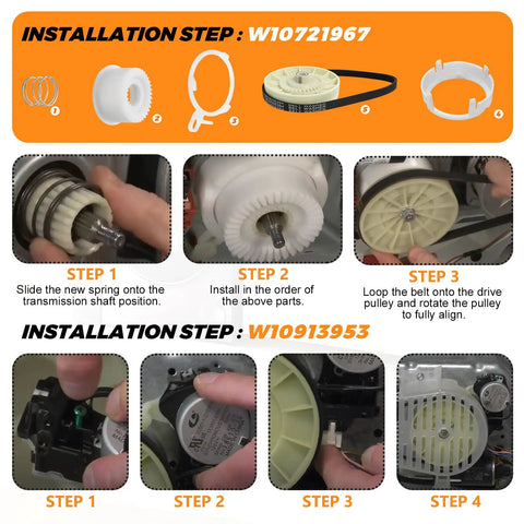 Installation guide for Washer Shift Actuator Kit With Pulley Clutch And Drive Belt For Whirlpool Kenmore Maytag Machines Pro Grade
