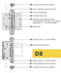 Diagram of 3 Pack 4.5 Inch Heavy Duty Adjustable Self Closing Door Hinges Black Fire Rated Full Mortise Two In One Hinges And Door Closer