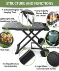 Portable Grill Cart For 17 And 22 Inch Griddles With Foldable Table And Propane Tank Holder Outdoor BBQ Stand features diagram.