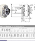 Magnetic powder brake clutch, 24V, hollow-shaft, white housing, model FL-K-10KG.