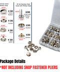 Stainless Steel Snaps Kit With 210 Pieces Marine Grade 15mm Snap Buttons, Screws And Press Studs For Boat Canvas Covers