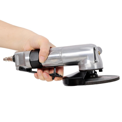 5 Inch Heavy Duty Pneumatic Angle Grinder Built Tough For Auto Repair And Metal Fab Shops Strips Rust Knocks Off Welds Smooths Bare Steel And Powers Through Polishing Tasks Like A Badass Workhorse Everyone Wants in hand.