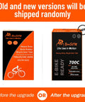 Heavy Duty 700C Bike Inner Tubes 25C 26C 28C 32C 34C With AV48 Schrader Valve packaging, before and after upgrade