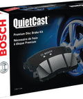 Bosch QuietCast ceramic brake pad set for front brakes; fits Toyota Corolla (select); automotive parts box.