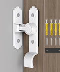 90 Degree Sliding Barn Door Lock With Zinc Alloy Security Flip Latch, Ergonomic Handle, White Finish, Ideal For Bathroom Doors