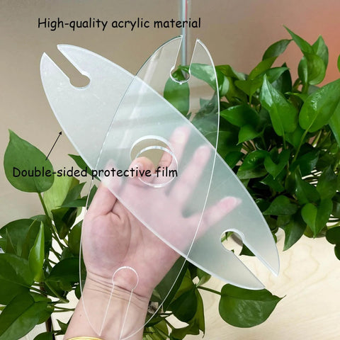 Hand holding Two Pack Classic Wine Caddy Router Templates One Quarter Inch Thick Acrylic Carving Jigs with protective film